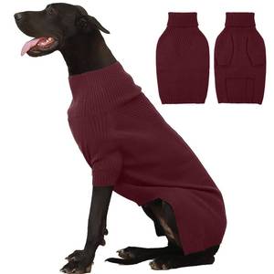 lot 8469 image: IECOii Extra Large Dog Sweater 4XL,Thermal Warm Dog Sweaters for Giant Breed Dogs,Turtleneck Knitted Knitwear for Pet Winter,Stretchy&Easy On Doggy Sweatshirt for Doberman,Great Dane(Burgundy,XXXXL)