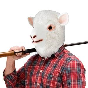 lot 8471 image: AQKILO White Sheep Mask Plush Animal Latex Full Head Realistic Masks Fancy Dress for Halloween Carnival Costume Party