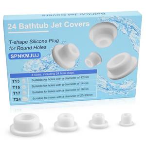 lot 8475 image: 24 PCS Bathtub Jet Covers Silicone Hole Plug White Tube Plugs 4 Sizes Waterproof Bathtub Plug Fit for 12mm 14mm 16mm 22-23mm Bathtub Hole