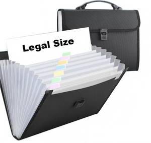 lot 8493 image: Extra Large Legal SizeFoolscap 12 Pockets Accordion File Organizer with Handle, TRANBO Portable Expanding File Folder, Expandable Plastic Document Organizer for Travel School Office - Black