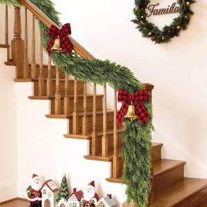 lot 13007 image: 16FT Real Touch Cedar Garland - Artificial Christmas Garland Fake Green Faux Thick and Lush Pine Needles Garlands for Table Fireplace Mantle Holiday Home Indoor Outdoor Decor (1PCS)