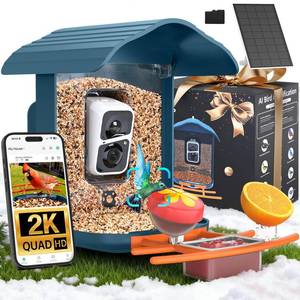 lot 13023 image: birdsnap� PAV-Bird Feeder with Camera,2K HD with 64GB Card, AI Identify Smart Bird House Cam Solar Panel,Live Stream,Motion Detection,Auto Record Video for Backyard Outdoors,Ideal Gift for Bird Lover