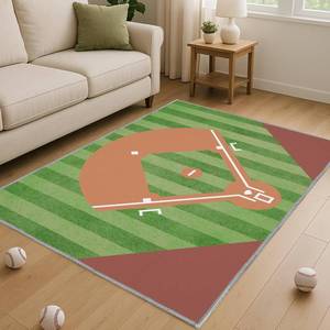 lot 13025 image: Rnmdn Baseball Rug for Bedroom �� 3x5 Non-Slip Sport Rug for Living Room or Baseball Themed Space Decor