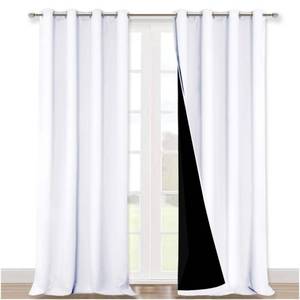 lot 13026 image: NICETOWN White 100% Blackout Curtains for Windows, Super Heavy-Duty Black Lined Total Darkness Drapes for Bedroom, Privacy Assured Window Treatment for Patio (Pack of 2, 52 inches W x 108 inches L)