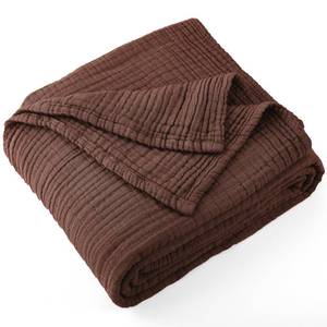 lot 13042 image: Carriediosa 100% Cotton Muslin Throw Blanket 50 X 70 Throw XL Size��4-Layers Summer Gauze Throws for Bed Couch��Soft Lightweight Breathable Linen Blankets Bedspread for Adults All Season��Dark Brown