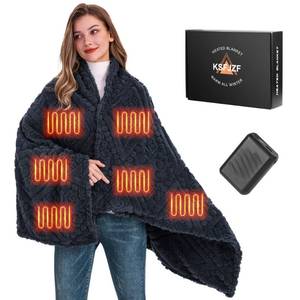 lot 13044 image: Shaggy Heated Throw Blanket with Power Bank- Soft Faux Fur Battery Heated Blanket, Fast Heating, 3 Heat Setting, Machine Washable Electric Blanket, Cordless Heated Blanket 59x35.5(Navy Blue)