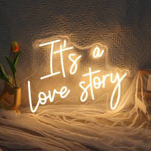 lot 13050 image: Its a Love Story Neon Signs for Wall Decor, 14.2  11 Inches Light Up Sign for Wedding, Engagement Decor,Dimmable Aesthetic Party Birthday Bedroom Bar Pub Club Wall Decor Decorations, INSNEnN