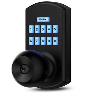 lot 13051 image: Hidalife Keypad Door Lock with Code, Electronic Keyless Entry Door Lock for Front Door, Door Knob with Keypad, Easy Passage Mode, Matte Black