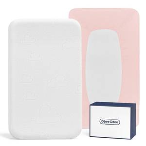 lot 13974 image: 33x20x1.5 Breathable Crib Mattress Protector, Gel Memory Foam Toddler Mattress, Portable Crib Mattress Cover with Sheet for Mini Cribs & Baby Bassinet (Pink)