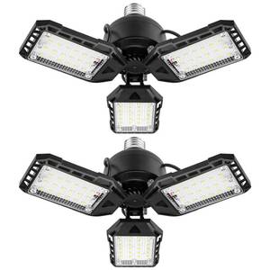 lot 13986 image: Aoretic LED Garage Lights 2 Pack -80W, 8000LM 6500K Led Shop Light with 3 Deformable Panels, Basement Barn Light Garage Ceiling Lights, E26 for Garage, Warehouse, Shop, Basement