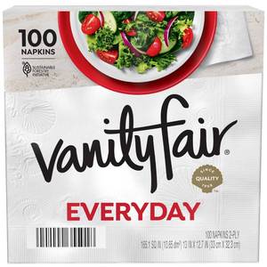lot 14004 image: Vanity Fair Everyday Paper Napkins, 100 Count, Disposable Napkins Made Soft And Smooth For Everyday Meals