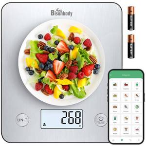 lot 14006 image: Bisonbody Smart Food Scale, Digital Kitchen Scale with App �� Nutritional Calculator for Calories, Macros, Protein, 5 Units, LCD Display, Tare Function, Portion Control, for Cooking & Meal Prep