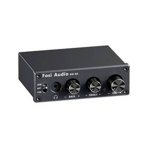 lot 14025 image: Fosi Audio Q4 DAC Headphone Amp for PC, Desktop Digital to Analog Audio Converter for Home Stereo Amplifier and Powered Speakers, PC-USBOpticalCoaxial Inputs, 3.5mm HeadphoneRCA Outputs