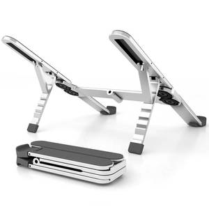 lot 14026 image: ZenRich Foldable Laptop Stand �� Ergonomic Aluminum Riser with 6 Adjustable Heights, Compatible with MacBook, Dell, Asus, HP, Lenovo, Samsung, Razer, MSI (Up to 15.6), SilverBlack