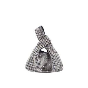 lot 14042 image: Miuco Mini Rhinestone Hobo Dumpling Bag Crystal Evening Bucket Handbag Bling Sparkling Clutch Crossbody Bag Silver