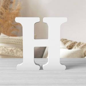 lot 14048 image: Zaruatu 6 Inch White Wood Letters Unfinished Wood Letters for Wall Decor Decorative Standing Letters White Block Letters for Craft Home Party Projects (H)