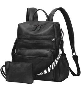 lot 14051 image: WYFJNX Women Backpack Purse Bag PU Leather Travel Backpack Purse for Women Ladies Shoulder Bags Satchel Handbag 2 Piece Black