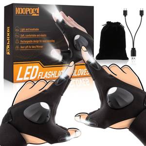 lot 14054 image: KOOPOOL LED Gloves, Flashlight Glove, Best Men Valentines Gifts for Husband Boyfriend Him, Cool Gadgets Unique Gift for Fishing, Hunting, Camping, Techies, Mechanic