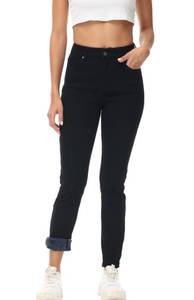 lot 14055 image: GUNLIRE Womens Black Fleeced Lined Jeans Winter Skinny Fit High Waisted Butt Lift Thicken Stretch Thermal Warm Pants,Black,12