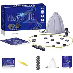 lot 14076 image: Magnetic Chess Game, Magnetic Chess Game with Stones, Magnet Game with String, 2 Player Party Travel Fun Games Table Top Magnet Strategy Game (A)