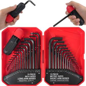 lot 14077 image: LOZAGU 35-Piece Allen Wrench Sets Metric and Standard Hex Key Set, Allen Key Set, MM(0.7mm-10mm) SAE(0.028-38), Chrome Vanadium Steel