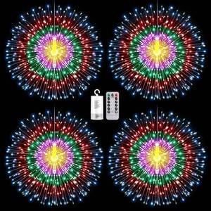 lot 14087 image: Techip 4Pcs Multicolor String Lights - 225LED Copper Wire Hanging Lights with Remote, 8 Modes, Waterproof for Wedding & Christmas Decorations