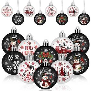 lot 14094 image: HyDren 40 Pcs Mini Christmas Tree Ornaments Black White Snowman Christmas Decoration 1.2 Inch Mini Hanging Xmas Ball Ornaments for Xmas Holiday Wedding Decorations