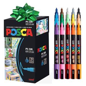 lot 14095 image: posca Paint Markers, 3M Fine Point Acrylic Paint Pens with Reversible Tips, Art Supplies For Gifts, Decorations, Fabric, Metal, Glass, Wood and Canvas, Set of 24