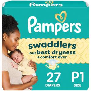 lot 14099 image: Pampers Baby Diapers - Swaddlers - Size P1, 27 Count, Ultra Absorbent Disposable Preemie Diaper