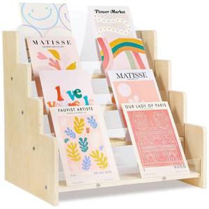 lot 14104 image: Kesiya Greeting Card Display Stand , Acrylic Sticker Display Holder for Vendors, Counter Retail Display Rack , 4-Tiered WoodenAcrylic Display stand for postcard BrochurePhotosPicture