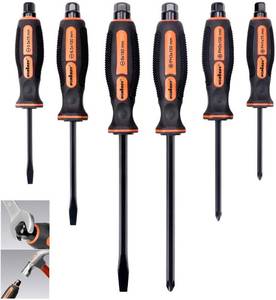 lot 14108 image: HORUSDY 6-Pieces Magnetic Screwdriver Set, 3 Phillips and 3 Flat Head Tips Screwdriver for Fastening, Chiselling and Loosening Seized Screws (New Screwdriver Set)