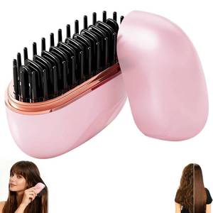 lot 14112 image: Mini Hair Straightener,Rechargeable Wireless Portable Hair Straightener Brush,3-Speed Temperature Control,Mini Hair Straightener for Women,Idea for Home Travel (Pink)