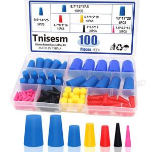 lot 14489 image: Tnisesm 100Pcs Silicone Rubber Tapered Plug Assortment Kits 116 to 12 for Masking Off Holes During Powder Coating, Painting, Hydro Dipping, Media Blasting
