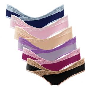 lot 14490 image: Intimate Portal Cotton Maternity Underwear Women Pregnancy Bikini Briefs Under the Bump Postpartum Panties 6 Pack Lace Delicacy L
