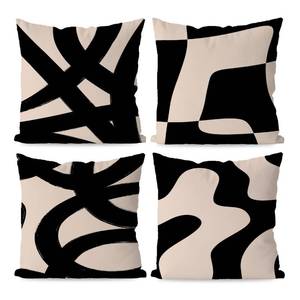 lot 14495 image: KEUSPI Black and Beige Throw Pillow Covers, Boho Modern Abstract Decorative Black and Pink Beige Cream Pillow Covers Decor for Couch Living Room Home 18x18 Set of 4