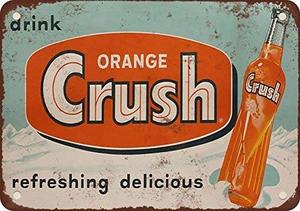 lot 14496 image: 1953 Drink Orange Crush Vintage Look Reproduction Metal Tin Sign 12 x 8 Inches