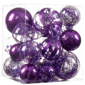 lot 19243 image: Clear Christmas Ball Ornaments,24ct Shatterproof Plastic Decorative Christmas Ornaments Hanging Xmas Tree Baubles Set with Stuffed Delicate Glittering Decorations for Holiday Party Home Decor(Purple)