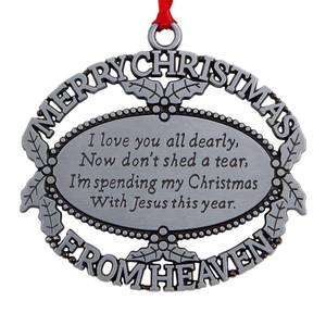 lot 20238 image: Merry Christmas from Heaven � Pewter Finish Keepsake Memorial Ornament with Poem in Gift Box - Rememberance Gift for Christams Trees or Year Round Respect for a Departed Loved One.