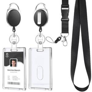 lot 20244 image: Lanyards for ID Badges Retractable ID Badge Holder with Breakaway Lanyard Heavy Duty Badge Reel with Acrylic ID Card Holders for Work Office Teacher
