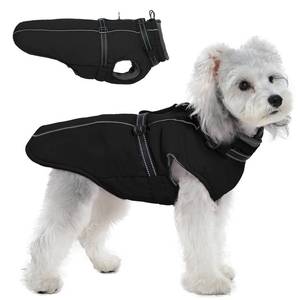 lot 20246 image: PUMYPOREITY Dog Coat with Harness Built in, Reflective Fleece Jacket, Thick and Warm Winter Coat, Medium Dog Jacket with Zip, Cold Weather Coats for Outdoor, Windproof Pet Snowsuit, Black, M