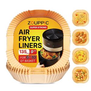 lot 20248 image: Large Air Fryer Liners Disposable 135 PCS, 9 Inch Unbleached Parchment Paper Sheets, Food Grade Non-Stick and Oil Resistant for Baking Griling, 6-10 QT Airfryer Basket Linker, Square