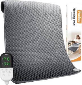 lot 20254 image: King Size Heating Pad for Back Pain 32x24 Extra Large Electric Heating Pad for Period Cramps Relief & Body Neck Shoulder Auto Shut Off Heat Pad Temperature Settings Machine Washable Gray