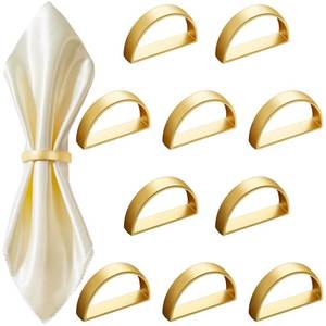 lot 20261 image: 20 Pcs Stainless Steel Napkin Rings Valentines Day Metal Napkin Ring Holders Modern Serviette Buckles Metallic Adornment for Table Kitchen Dinner Party Wedding (Matte Gold Semicircle)