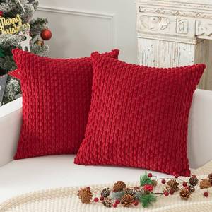 lot 20262 image: Kevin Textile Valentines Pillow Covers Cushion Cases Throw Pillow Cover Stripe Pattern Decorative Soft Corduroy Cushion Covers Stripes for Living Room Set of 2 18x18 Inch Burgundy