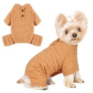 lot 20266 image: Dog Sweaters for Small Dogs Winter Dog Pajamas Sized Dogs Boy Girl Fleece Pet Clothes Puppy Outfit 4 Legs Jumpsuits for Chihuahua Yorkie Cat Apparel, Khaki, M