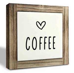 lot 20276 image: Wood Plaque Sign Desk & Wall Decor, Rustic Coffee Buffet & Kitchen Display, 5.9 x 5.9in