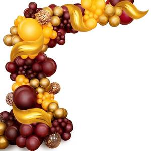 lot 2066 image: ALL- IN-1 Burgundy Lemon Yellow Balloon Garland for Magical Party Decorations, Metallic Gold Confetti Balloons for Birthday Decorations Magical Theme Baby Shower Birthday Supplies Favors
