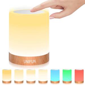 lot 2070 image: UNIFUN Night Light, Touch Lamp for Bedrooms Living Room Portable Table Bedside Lamps with Rechargeable Internal Battery Dimmable 2800K-3100K Warm White Light & Color Changing RGB (Regular Size)��