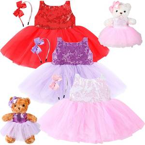 lot 2086 image: Relaxgiant 6 Pcs Bear Clothes with Bow Headbands Fit 12-16 Inch Dolls Stuffed Animals Bear Dress Tutu Skirt Accessories Make Your Own Stuffed Animals(Vibrant,Tutu)