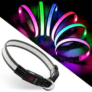 lot 2089 image: Light Up Dog Collar, Multicolor LED Dog Collar with 7 Lighting Modes - USB-C Rechargeable, Real-Time Battery Indicator, Waterproof & Adjustable Glow Collar for Safe Night Walks (S)